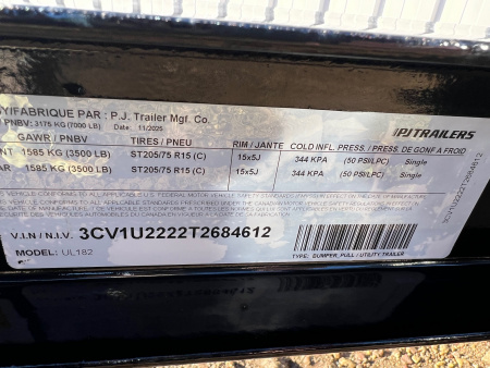 New 2026 PJ Trailers 18' Utility UL Utility Trailer