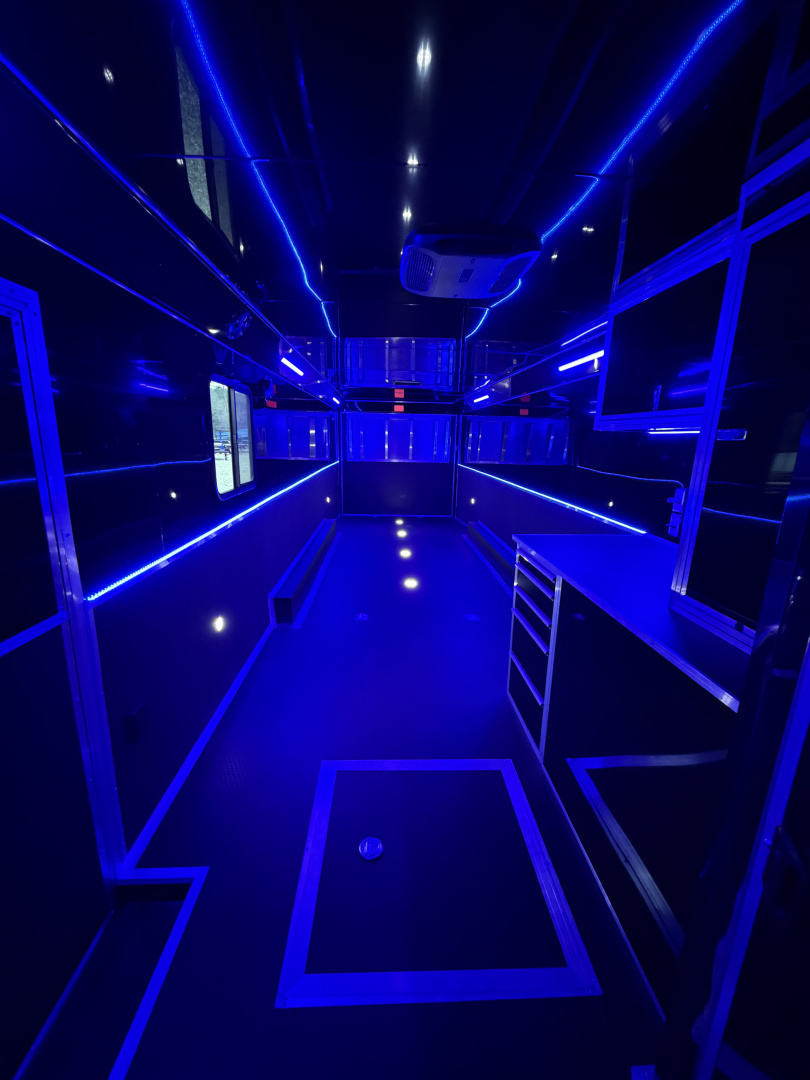 New 2026 Haulmark 34 Bathoom Race Trailer, Air Prep PKG, Awning, Polycor, Insulated, Window, 54" ALX Slide Out Step, A/C + Heat