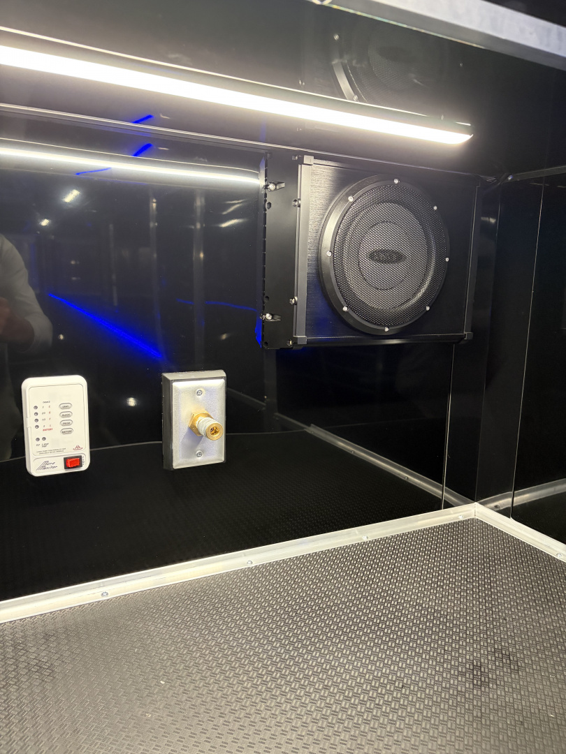 New 2026 Haulmark 34 Bathoom Race Trailer, Air Prep PKG, Awning, Polycor, Insulated, Window, 54" ALX Slide Out Step, A/C + Heat