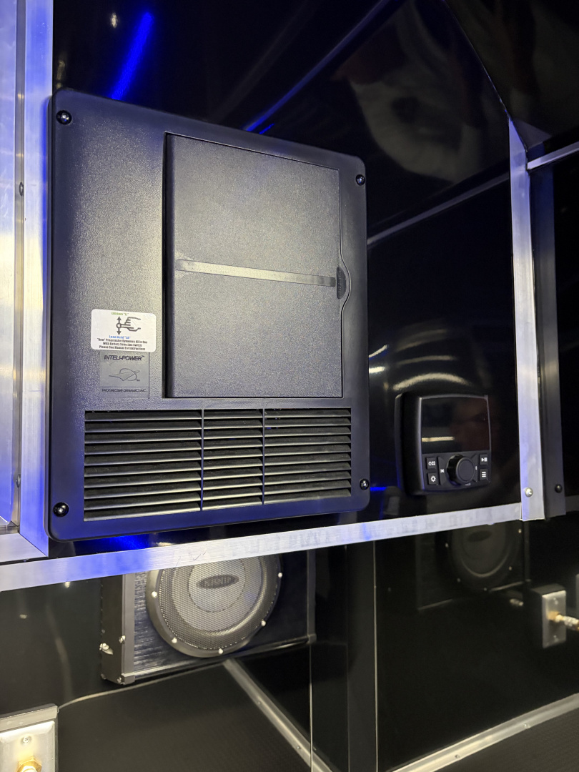 New 2026 Haulmark 34 Bathoom Race Trailer, Air Prep PKG, Awning, Polycor, Insulated, Window, 54" ALX Slide Out Step, A/C + Heat