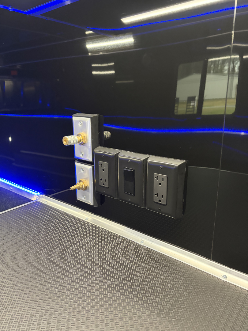 New 2026 Haulmark 34 Bathoom Race Trailer, Air Prep PKG, Awning, Polycor, Insulated, Window, 54" ALX Slide Out Step, A/C + Heat