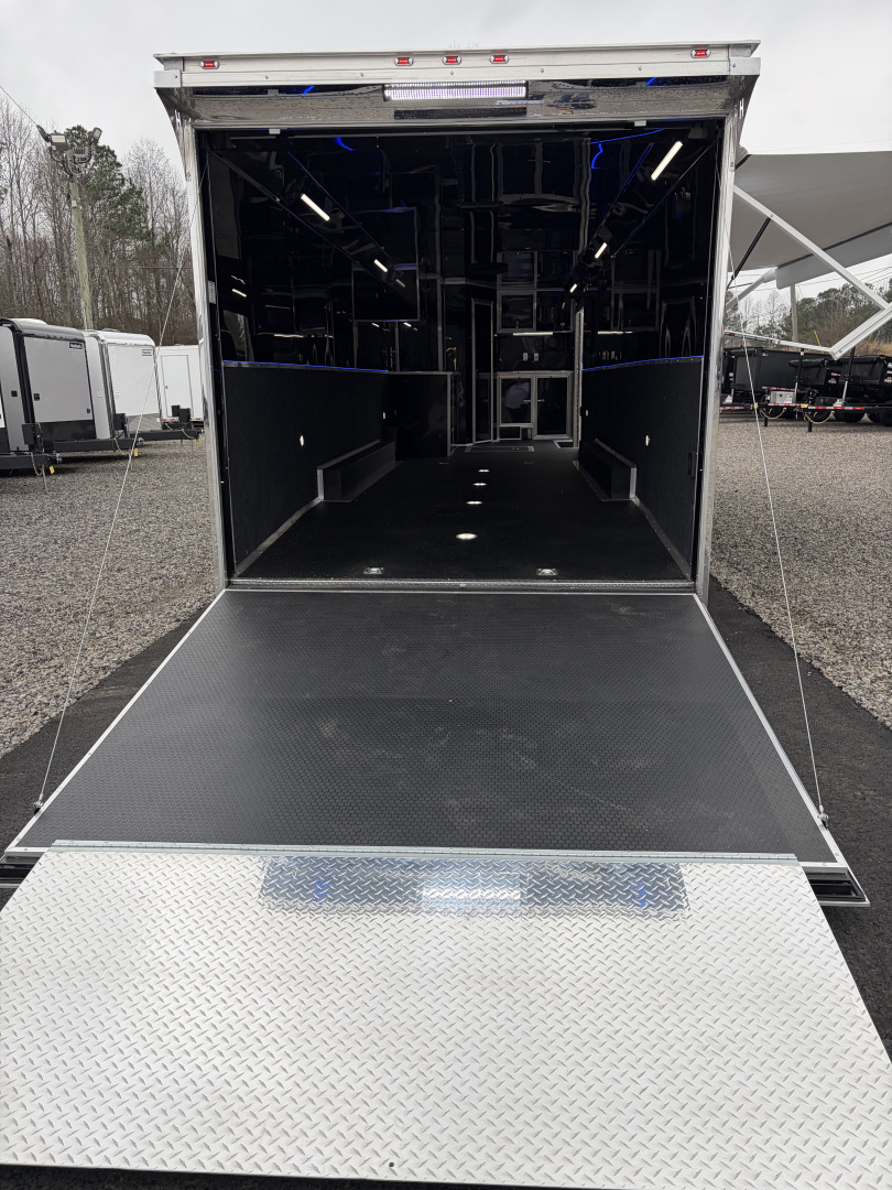 New 2026 Haulmark 34 Bathoom Race Trailer, Air Prep PKG, Awning, Polycor, Insulated, Window, 54" ALX Slide Out Step, A/C + Heat