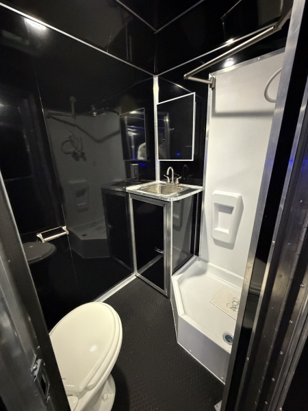 New 2026 Haulmark 34 Bathoom Race Trailer, Air Prep PKG, Awning, Polycor, Insulated, Window, 54" ALX Slide Out Step, A/C + Heat