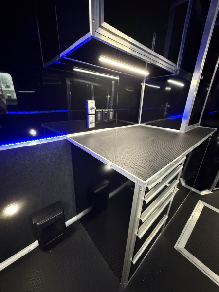 New 2026 Haulmark 34 Bathoom Race Trailer, Air Prep PKG, Awning, Polycor, Insulated, Window, 54" ALX Slide Out Step, A/C + Heat