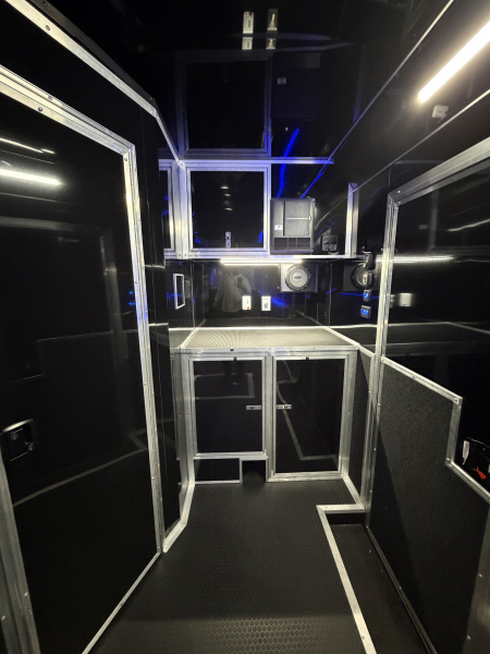 New 2026 Haulmark 34 Bathoom Race Trailer, Air Prep PKG, Awning, Polycor, Insulated, Window, 54" ALX Slide Out Step, A/C + Heat