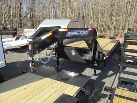 New Sure-Trac 8.5 x 20+5 Heavy Duty Low Profile Gooseneck Beavertail Deckover Trailer  15K