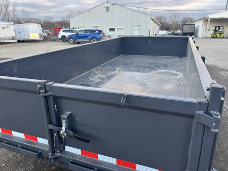 New 2026 Lamar Trailers 7 X 16 FT LOW PRO DUMP TRAILER W/ TARP KIT RAMPS 14K GVWR