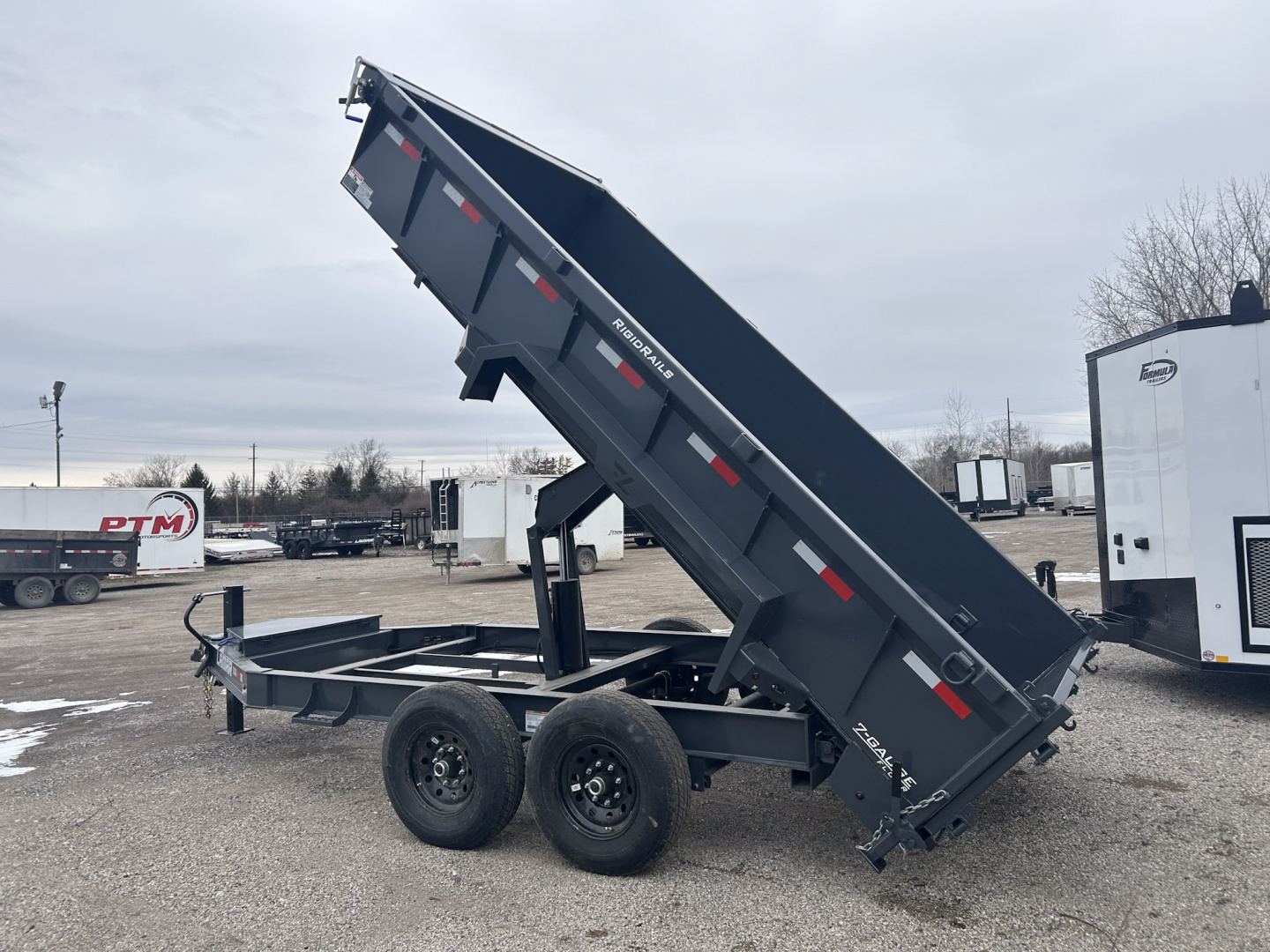 New 2026 Lamar Trailers 7 X 14 FT LOW PRO DUMP TRAILER W/ TARP KIT RAMPS 14K GVWR