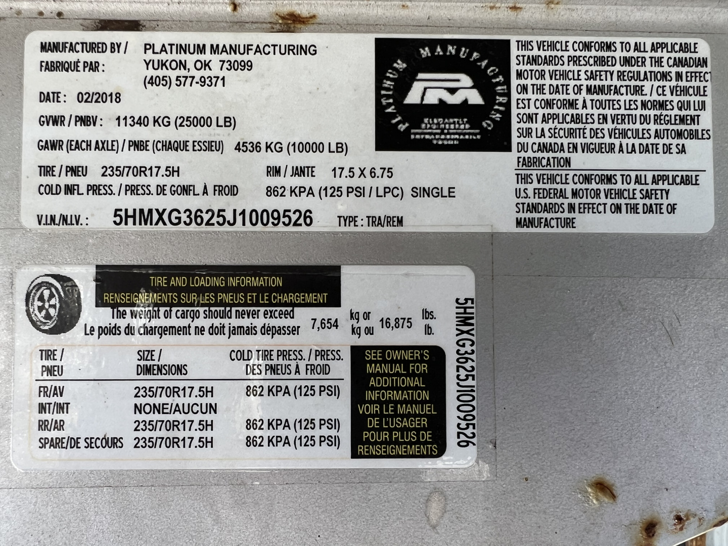 Used 2018 Platinum Coach LIVESTOCK Stock / Stock Combo Trailer