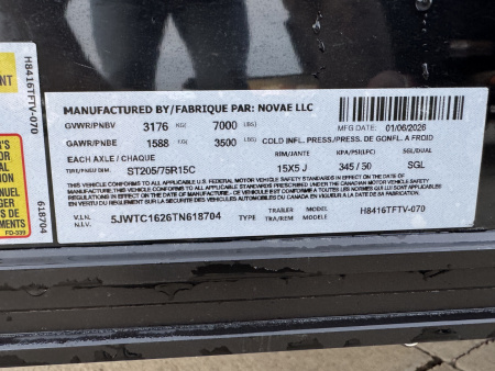 New 2026 H&H Trailers H84716TFTV Cargo / Enclosed Trailer