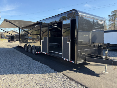 New 2026 Haulmark EDGE 34 Race Trailer With Turbo Package, Awning, Polycor, Insulated, Black Trim Package
