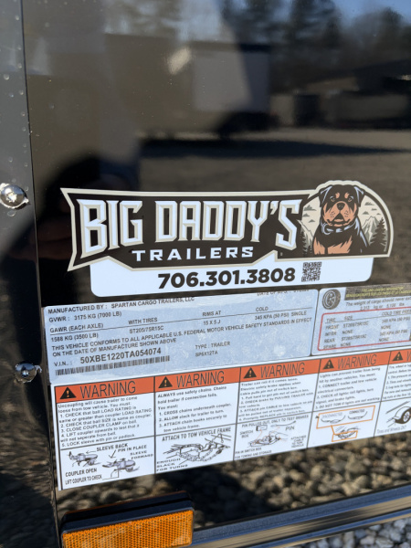 New 2026 Spartan Cargo 6X12 Enclosed Trailer, Blackout PolyCor, 7K GVWR, Tandem Axle, 6'6" Interior, StableDeck, Full Thermoply Ceiling Liner