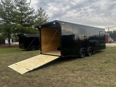 New 2026 Luxe 8.5x24 Car Hauler-5200LB Torsion Axle-Black Poly-Blackout-Enclosed Car Hauler