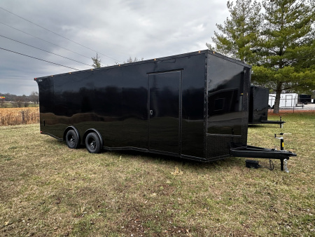 New 2026 Luxe 8.5x24 Car Hauler-5200LB Torsion Axle-Black Poly-Blackout-Enclosed Car Hauler
