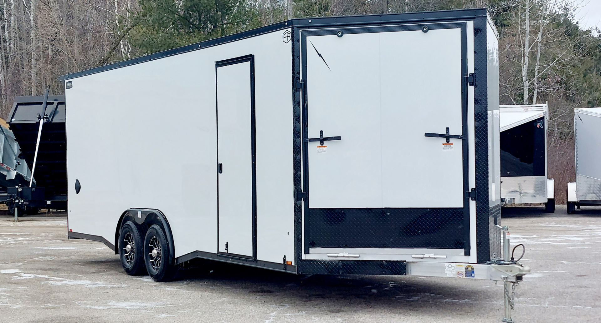 New 8 X 22 SNOWMOBILE/CAR HAULER ENCLOSED ALL ALUMINUM W/ FRONT DROP DOWN RAMP 2026 LIGHTNING