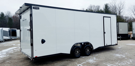 New 8 X 22 SNOWMOBILE/CAR HAULER ENCLOSED ALL ALUMINUM W/ FRONT DROP DOWN RAMP 2026 LIGHTNING