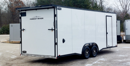 New 8 X 22 SNOWMOBILE/CAR HAULER ENCLOSED ALL ALUMINUM W/ FRONT DROP DOWN RAMP 2026 LIGHTNING
