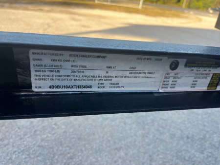 New 2026 Bush Trailer Company 5 X 10 UTILITY Utility Trailer