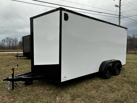 New 2026 Luxe 7x16 Enclosed Trailer- 3500LB Tandem Axle -White Poly-Blackout