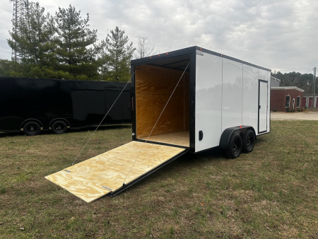 New 2026 Luxe 7x16 Enclosed Trailer- 3500LB Tandem Axle -White Poly-Blackout