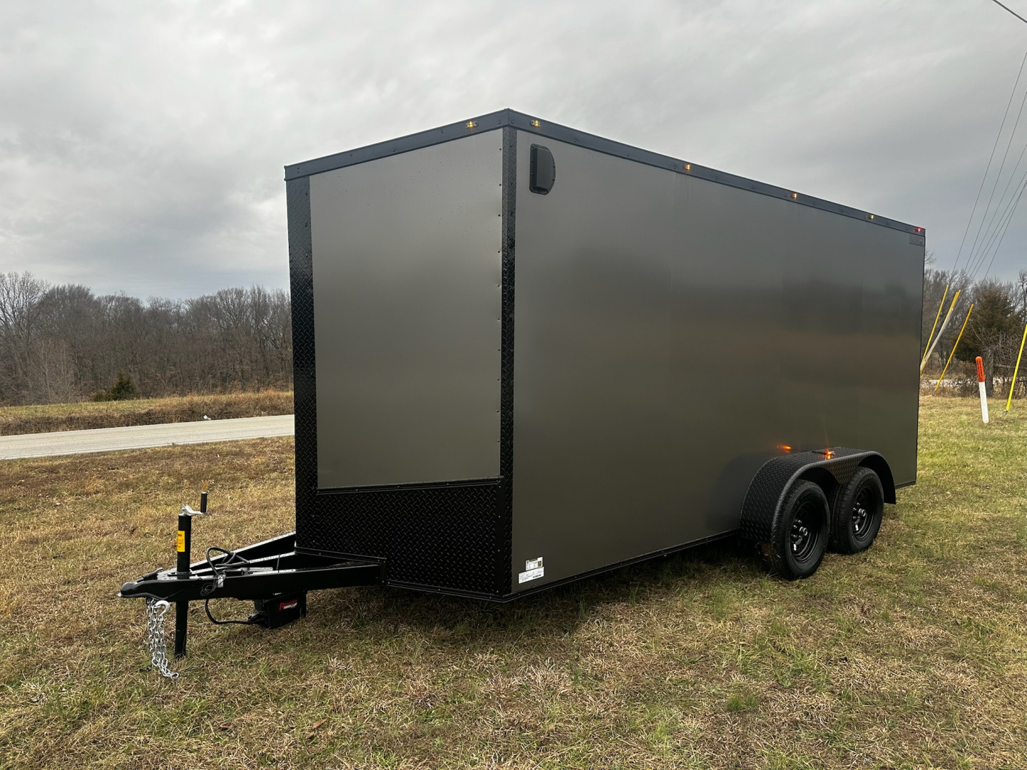 New 2026 Luxe 7x16 Enclosed Trailer- 3500LB Tandem Axle -Charcoal Poly-Blackout