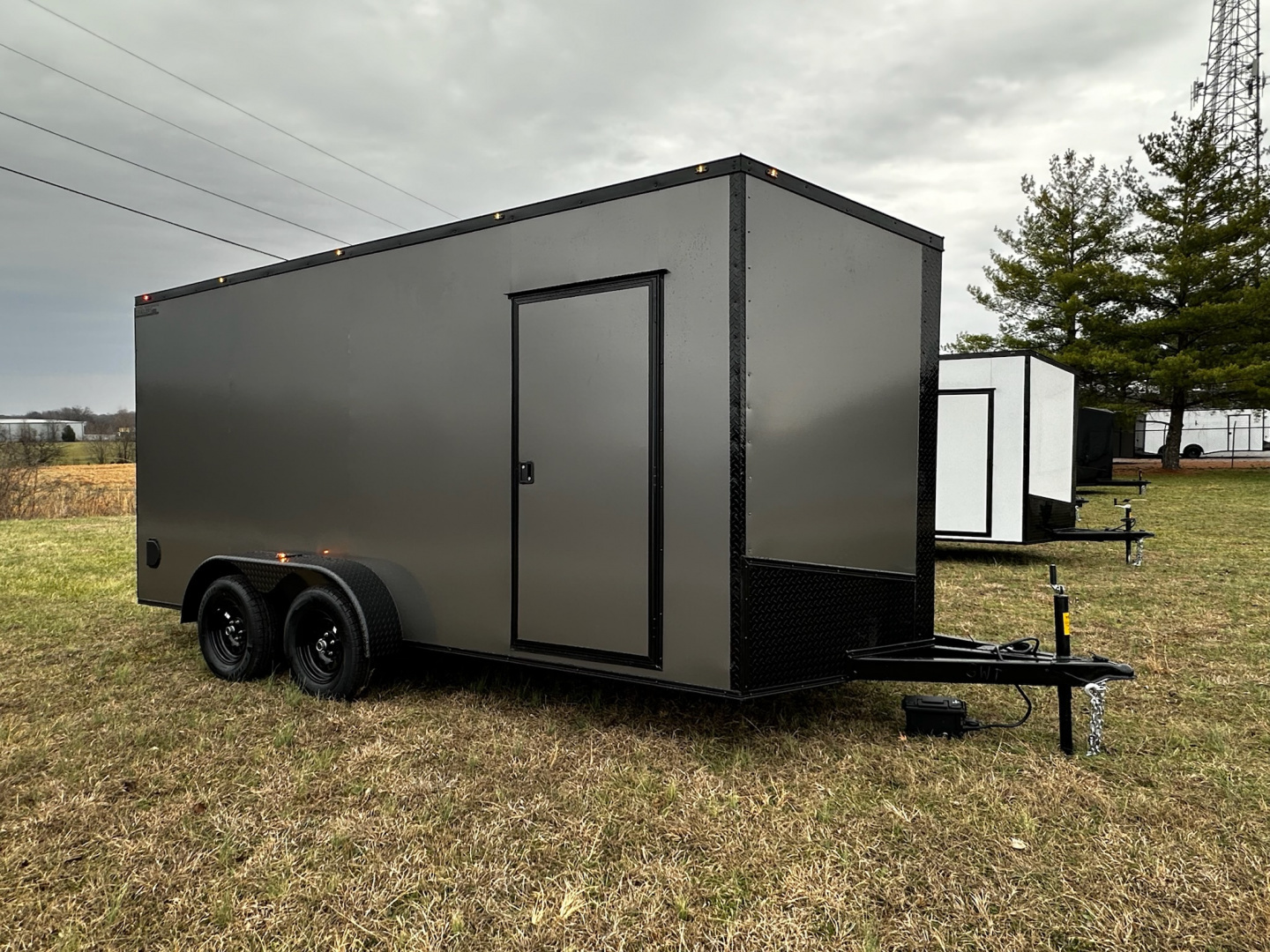 New 2026 Luxe 7x16 Enclosed Trailer- 3500LB Tandem Axle -Charcoal Poly-Blackout
