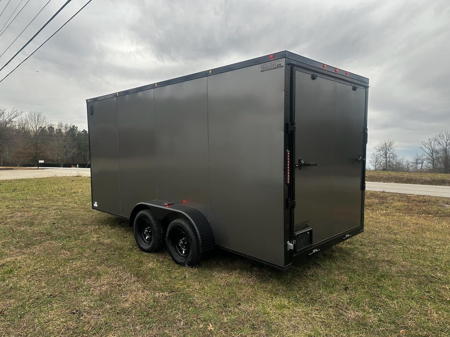 New 2026 Luxe 7x16 Enclosed Trailer- 3500LB Tandem Axle -Charcoal Poly-Blackout
