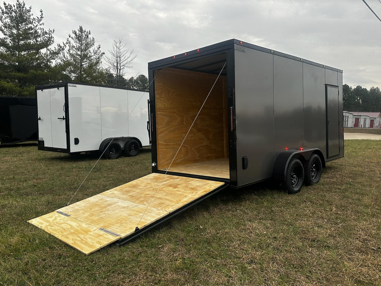 New 2026 Luxe 7x16 Enclosed Trailer- 3500LB Tandem Axle -Charcoal Poly-Blackout