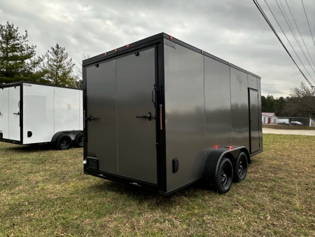 New 2026 Luxe 7x16 Enclosed Trailer- 3500LB Tandem Axle -Charcoal Poly-Blackout