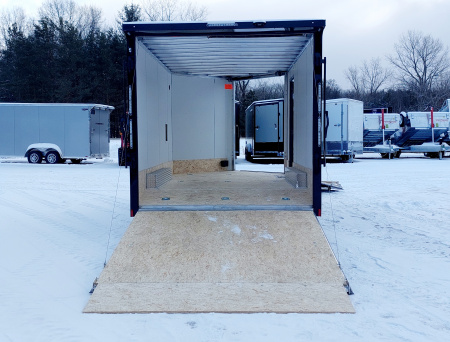 New 8 x 14 + 4' V SNOWMOBILE/CAR HAULER ENCLOSED ALL ALUMINUM 2026 LIGHTNING