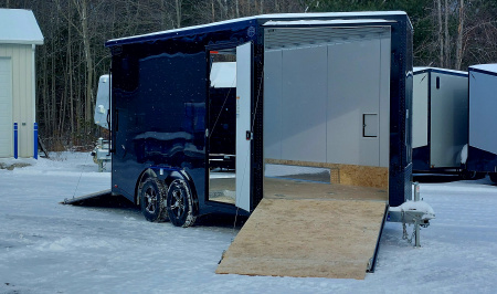 New 8 x 14 + 4' V SNOWMOBILE/CAR HAULER ENCLOSED ALL ALUMINUM 2026 LIGHTNING