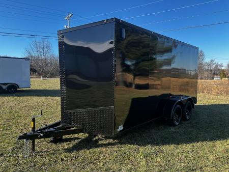 New 2026 Luxe 7x16 Enclosed Trailer- 3500LB Tandem Axle -Black Poly-Blackout