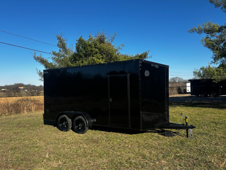 New 2026 Luxe 7x16 Enclosed Trailer- 3500LB Tandem Axle -Black Poly-Blackout