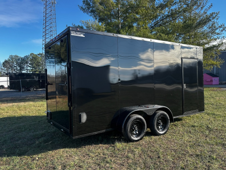 New 2026 Luxe 7x16 Enclosed Trailer- 3500LB Tandem Axle -Black Poly-Blackout