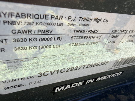 New 2026 PJ Trailers 102X22 DECK-OVER 22’ TILT 16K GVWR Tilt Trailer