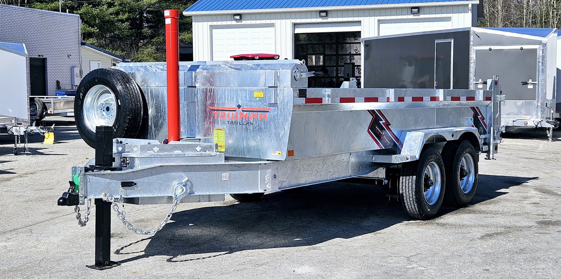 New 82X16 GALVANIZED DUMP 10K AXLES HYDRAULIC JACK 2026 TRIUMPH SPARE TIRE & REMOTE INCLUDED