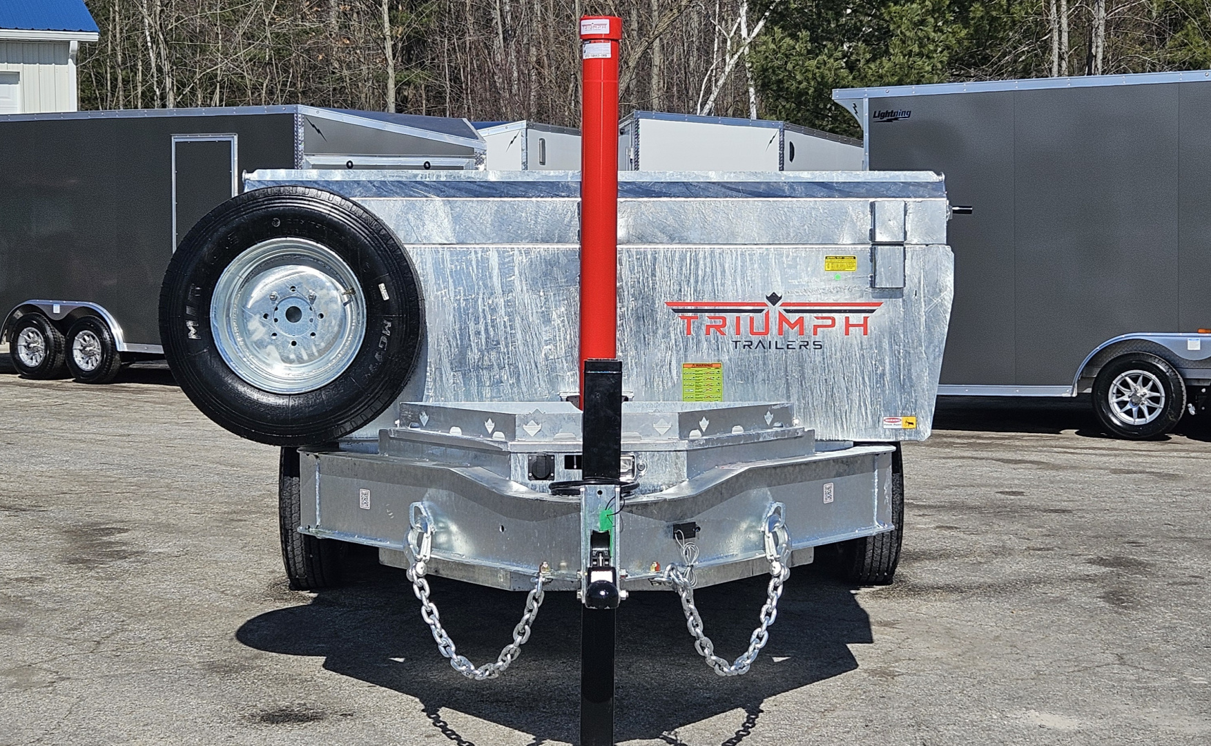 New 82X16 GALVANIZED DUMP 10K AXLES HYDRAULIC JACK 2026 TRIUMPH SPARE TIRE & REMOTE INCLUDED