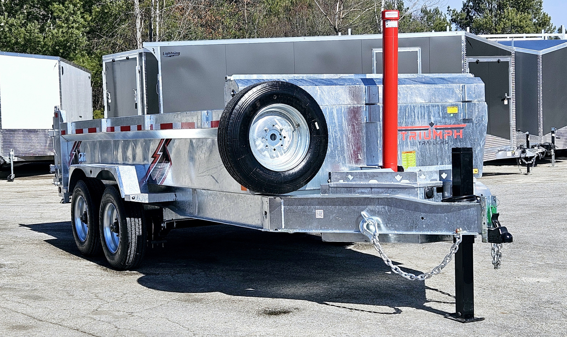 New 82X16 GALVANIZED DUMP 10K AXLES HYDRAULIC JACK 2026 TRIUMPH SPARE TIRE & REMOTE INCLUDED