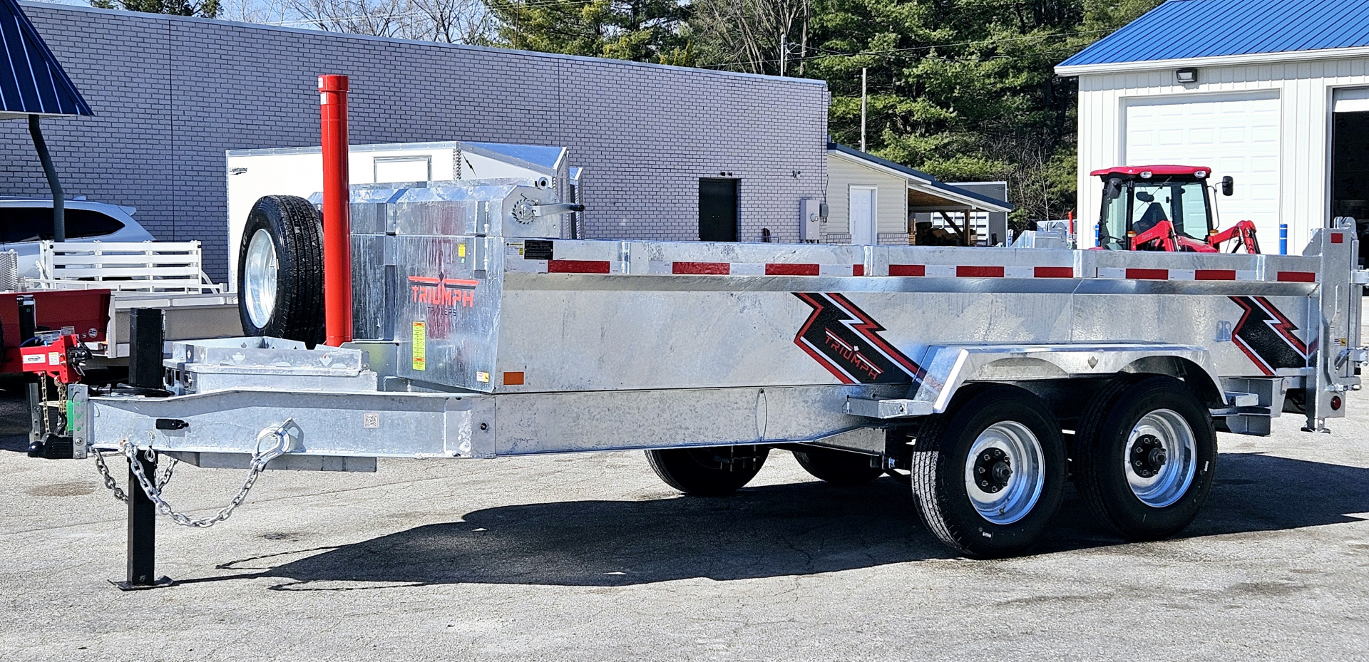 New 82X16 GALVANIZED DUMP 10K AXLES HYDRAULIC JACK 2026 TRIUMPH SPARE TIRE & REMOTE INCLUDED