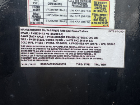 Used 2024 East Texas Trailers 10240GN Deckover Trailer