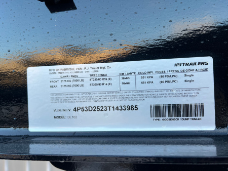 New 2026 PJ Trailers 16' DL Gooseneck Dump Trailer