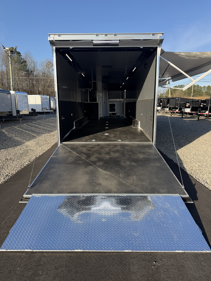 New 2026 Haulmark 44 Gooseneck Bathroom, Black PolyCor, 21K GVWR, Air Prep, Awning, A/C, Landing Light PKG, Hyd. Tongue Jack