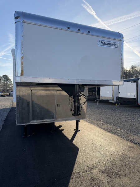 New 2026 Haulmark 44 Gooseneck Bathroom, Black PolyCor, 21K GVWR, Air Prep, Awning, A/C, Landing Light PKG, Hyd. Tongue Jack