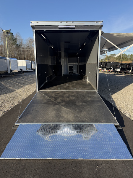 New 2026 Haulmark 44 Gooseneck Bathroom, Black PolyCor, 21K GVWR, Air Prep, Awning, A/C, Landing Light PKG, Hyd. Tongue Jack