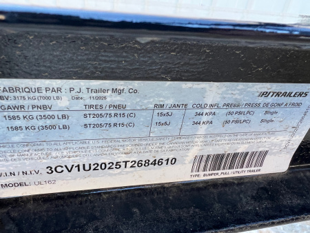 New 2026 PJ Trailers 16' Utility UL Utility Trailer