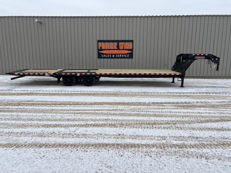 New 2026 Midsota 36' Gooseneck Hydraulic Tail Flatbed Trailer
